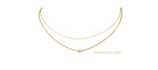 The product is an 18K Gold Plated Petite Paperclip Chain necklace featuring a small central pendant. Size is not specified.