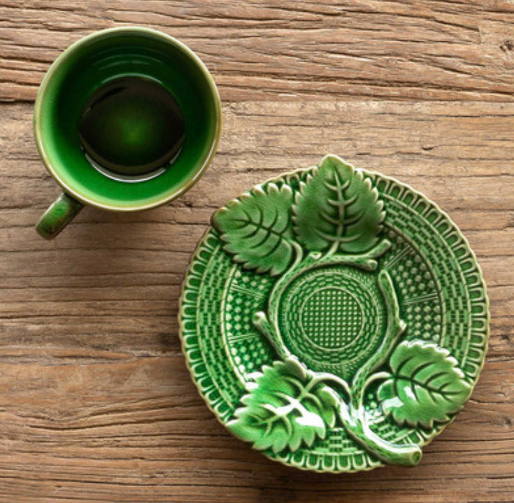 Green Glazed Tea Cup & Saucer