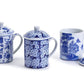 Three Chinoiserie Mug with lid 53592-20; blue and white floral/scenic porcelain. Sizes available: standard mug.