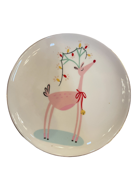 Plate Appetizer Pink Reindeer