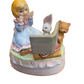 Girl, Rabbit, bear Porcelain Music Box