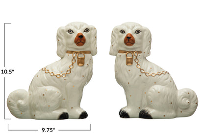 Hand Painted Dolomite Vintage Reproduction Staffordshire Dog Set