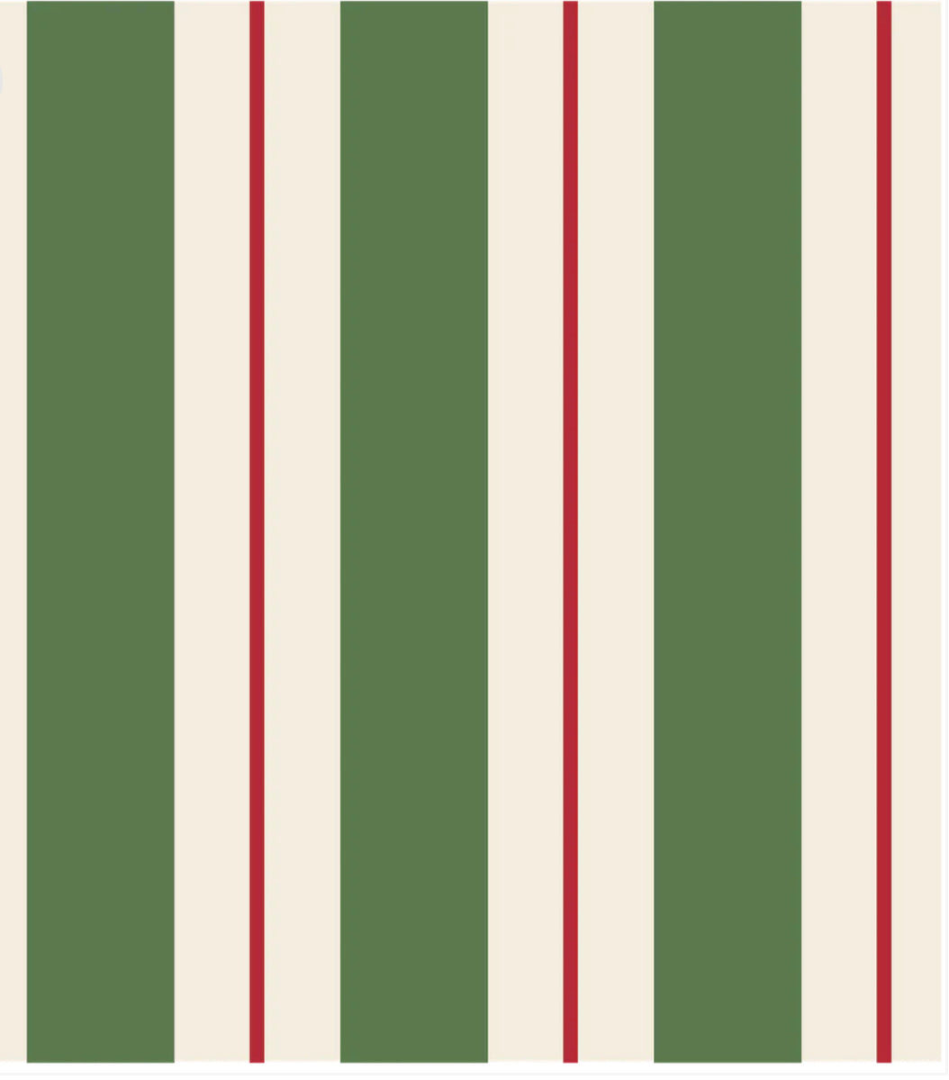 Green &amp; Red Awning Stripe Runner KP8001: green, off-white stripes with red accents. Size: 20 x 25 inches.