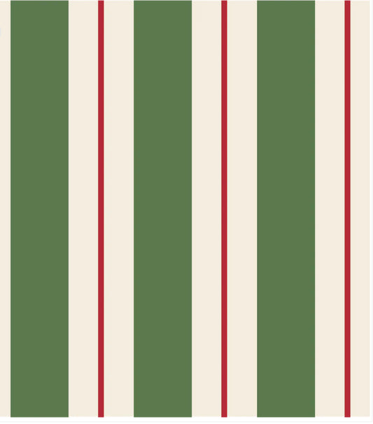 Green & Red Awning Stripe Runner KP8001: green, off-white stripes with red accents. Size: 20 x 25 inches.