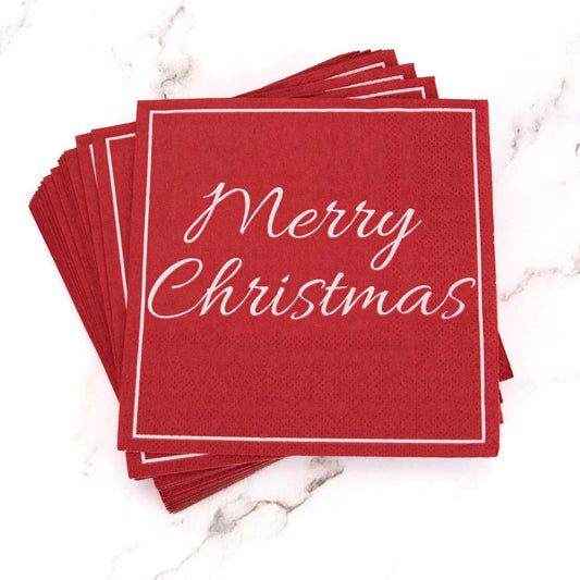 Merry Christmas Script Cocktail Napkins