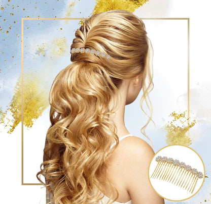 Crystal Hair Comb shown in close-up; available in small, medium, and large sizes.