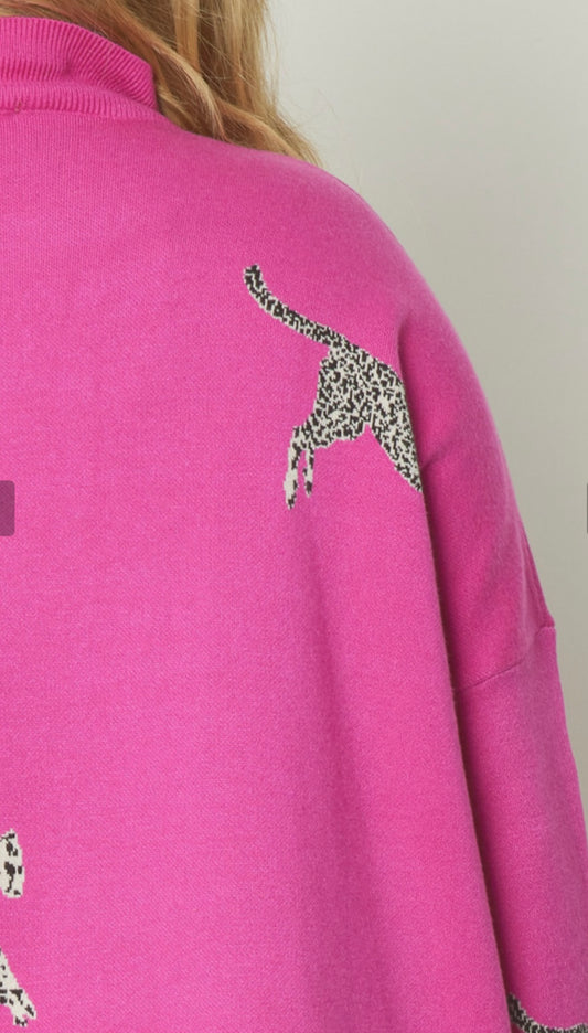Cheetah Print Mock Neck Sweater