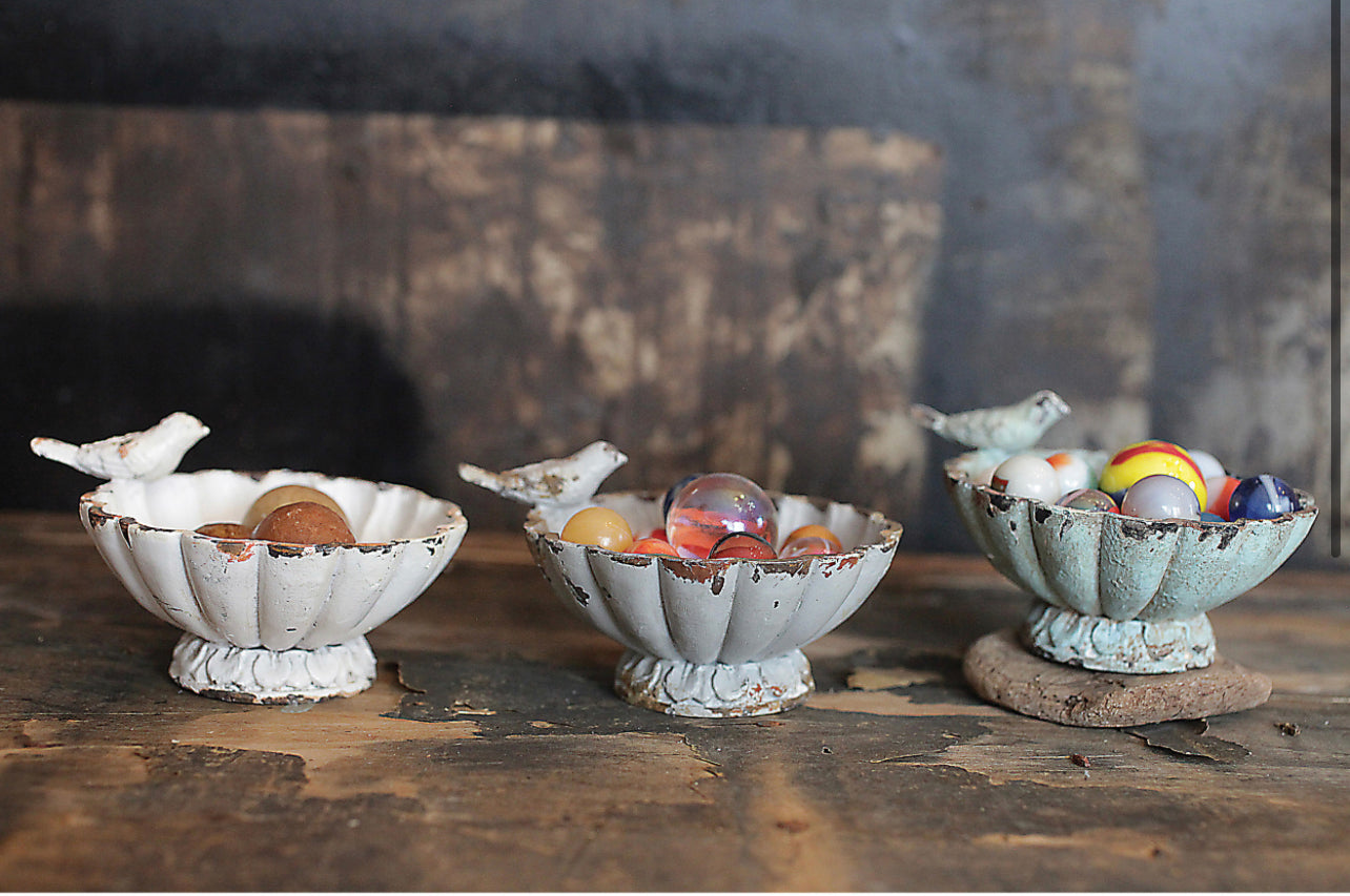 Decorative Pewter Bowl with Bird