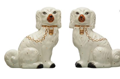 Hand Painted Dolomite Vintage Reproduction Staffordshire Dog Set