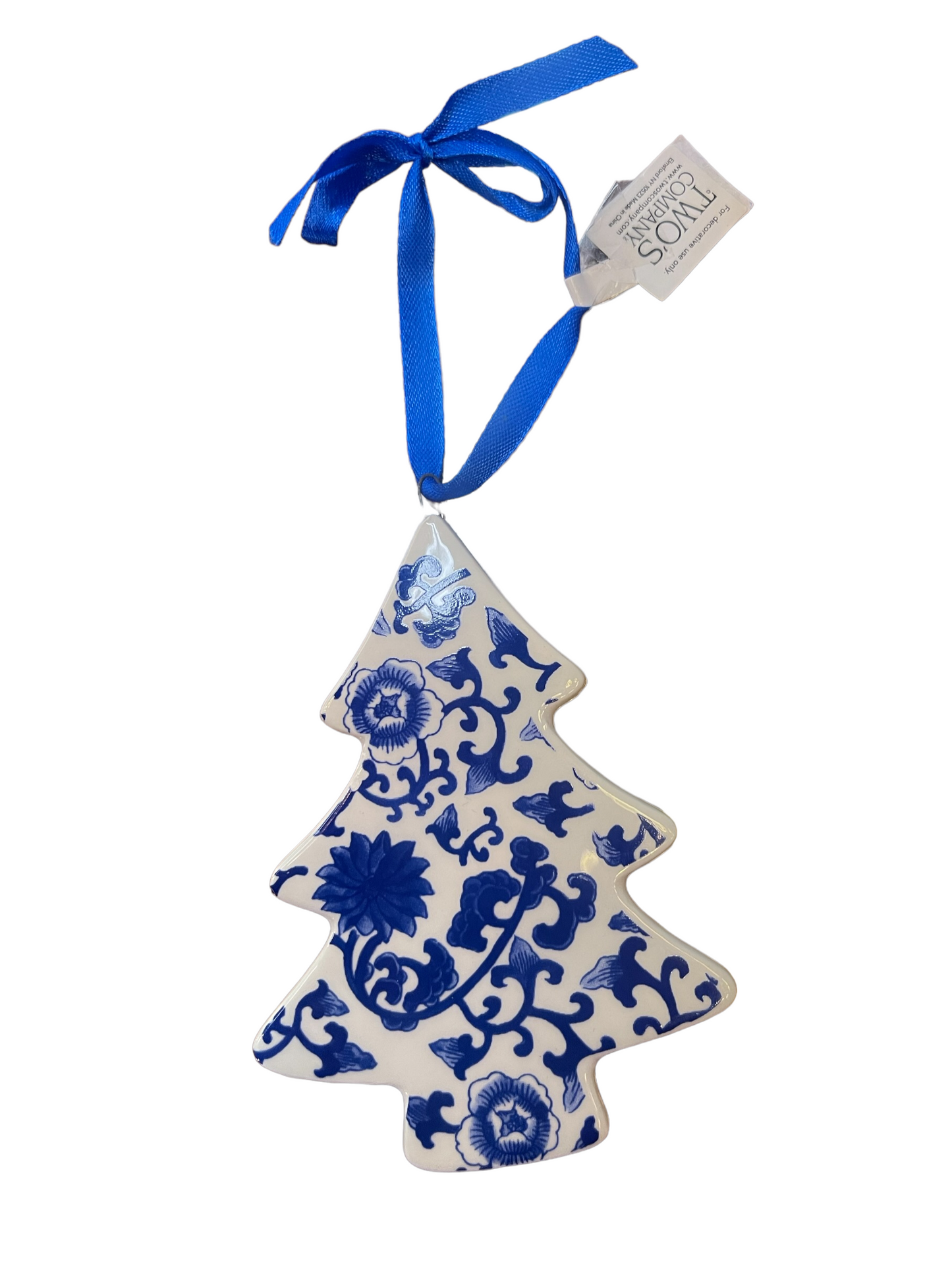 Chinoiserie Blue Floral Ceramic Ornament