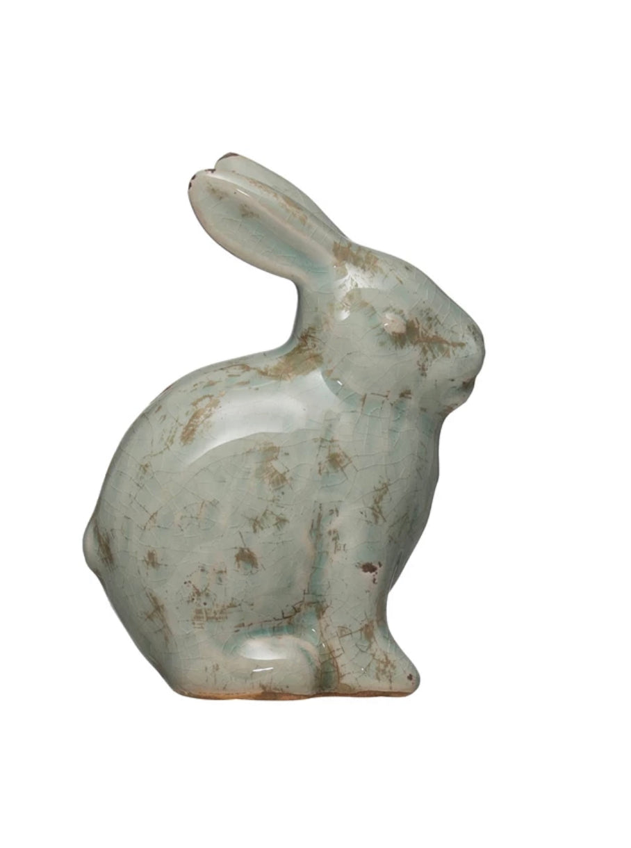 Blue pottery bunny, 4 inches tall $7.00