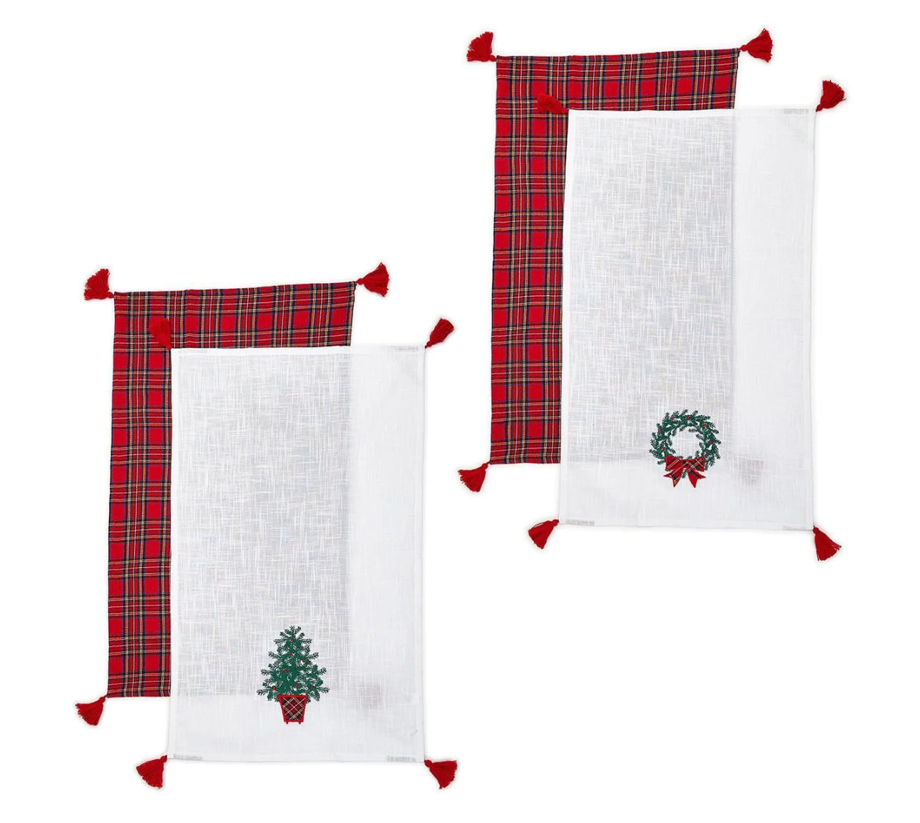 Tartan and Traditions Set of  Dish Towels with Decorative Tassels