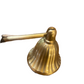 Gold-toned brass candle snuffer with ridged bell base and long handle; vintage style. Available in one size.