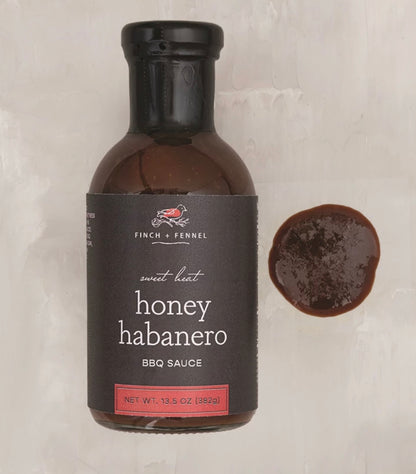 Honey Habanero BBQ Sauce bottle, 13.5 oz (382g) size shown.