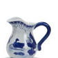 White porcelain Canton Small Pitchers with blue handles and bird-and-water patterns; available in multiple sizes.