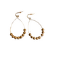 Teardrop gold hoop earrings with six round gold beads. Available in small, medium, and large sizes.