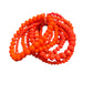 Glass Beaded Strand Bracelet with vibrant orange and red round beads in coils. Available sizes: small, medium, large.