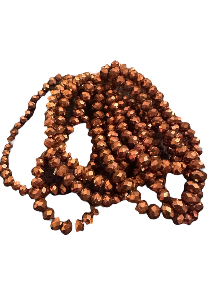 Glass Beaded Strand Bracelet with shiny, faceted metallic copper-colored beads. Available in small, medium, and large sizes.