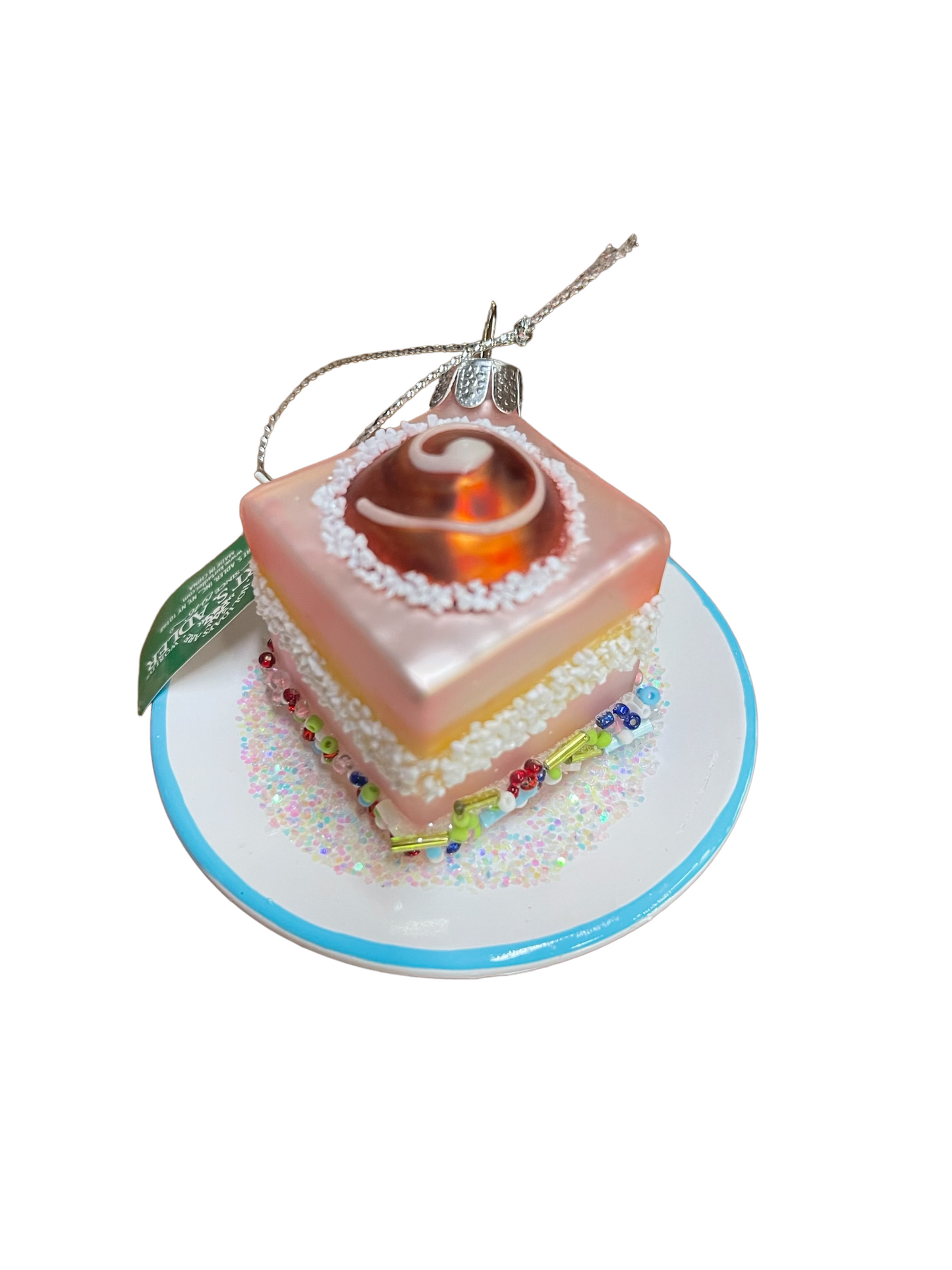 Glass Cake Plate Ornament