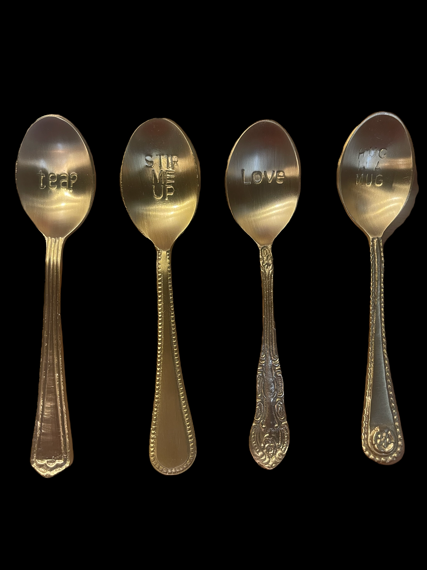 Brass Spoons with Sayings in a Bag