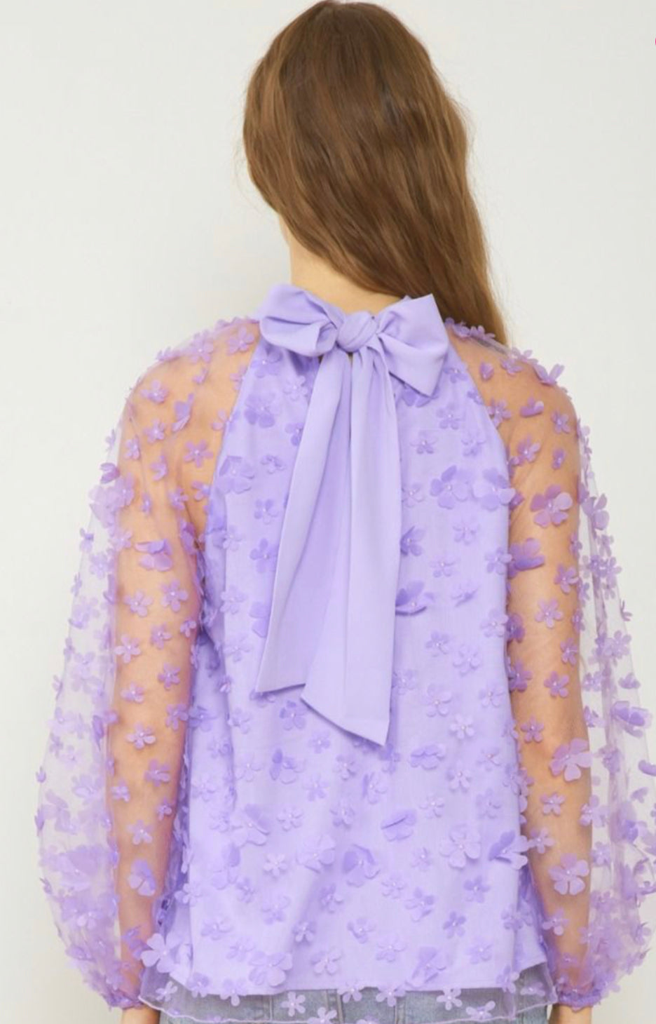 Lavender Sheer Flower Top