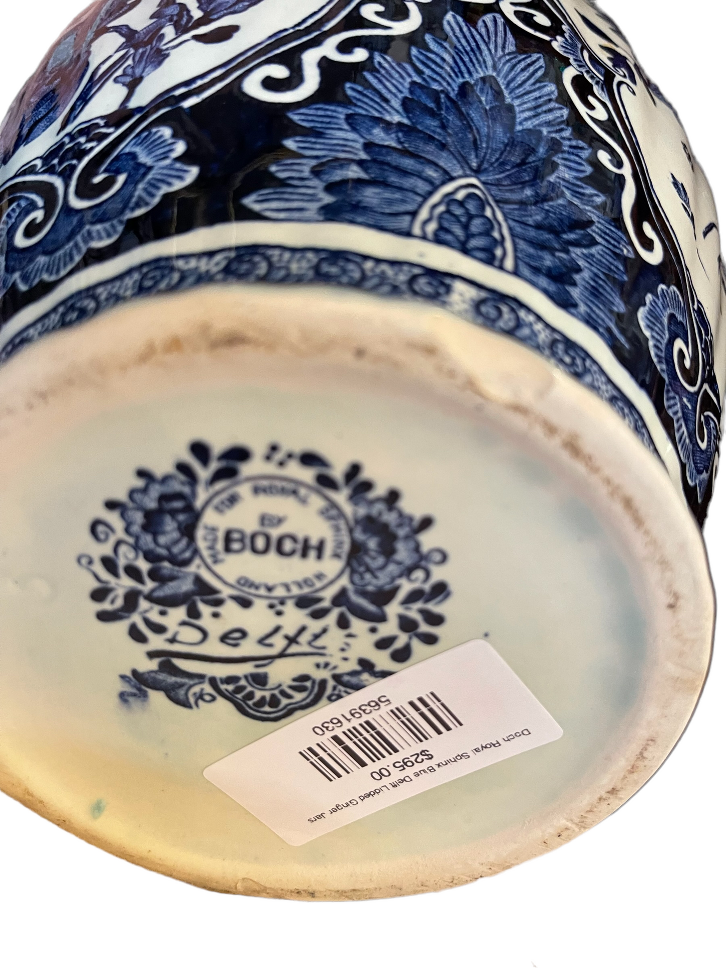 Boch Royal Sphinx Blue Delft Lidded Ginger Jars