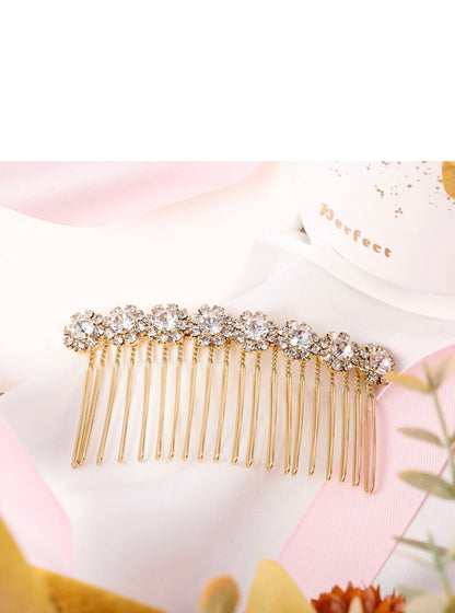 Crystal Hair Combs with sparkling crystal flower decorations, available in multiple sizes.