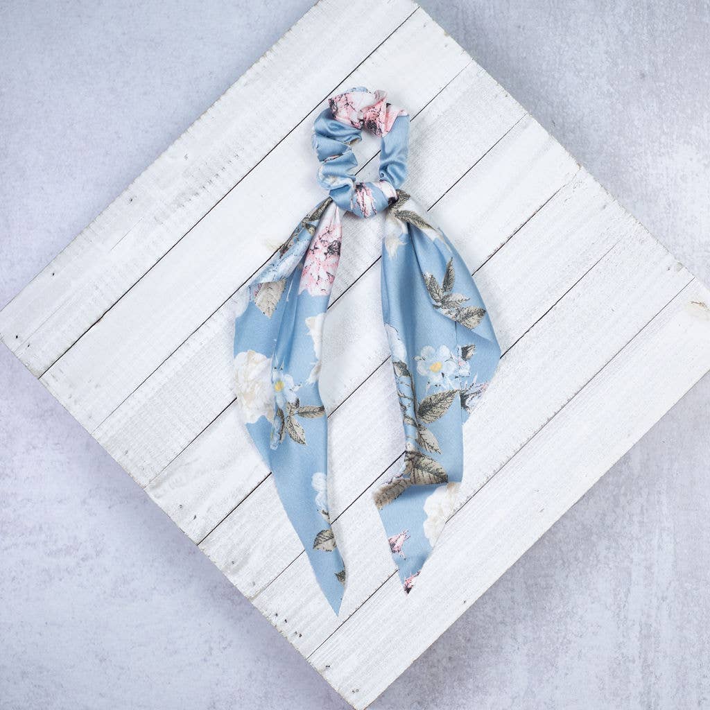 Striped Hair Scrunchie Scarves : Pink, Navy, Light Blue and Black