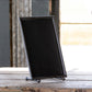 Vertical chalkboard with metal frame, available in small, medium, and large sizes.