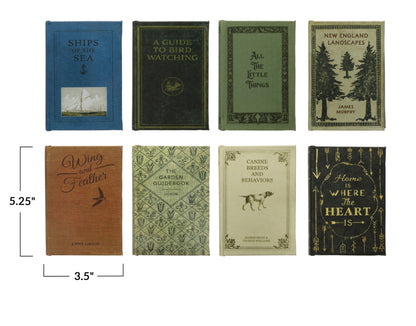 Vintage-style Book Storage Box, nature-themed, 5.25" x 3.5", opens for hidden storage; stylish and compact organizer.