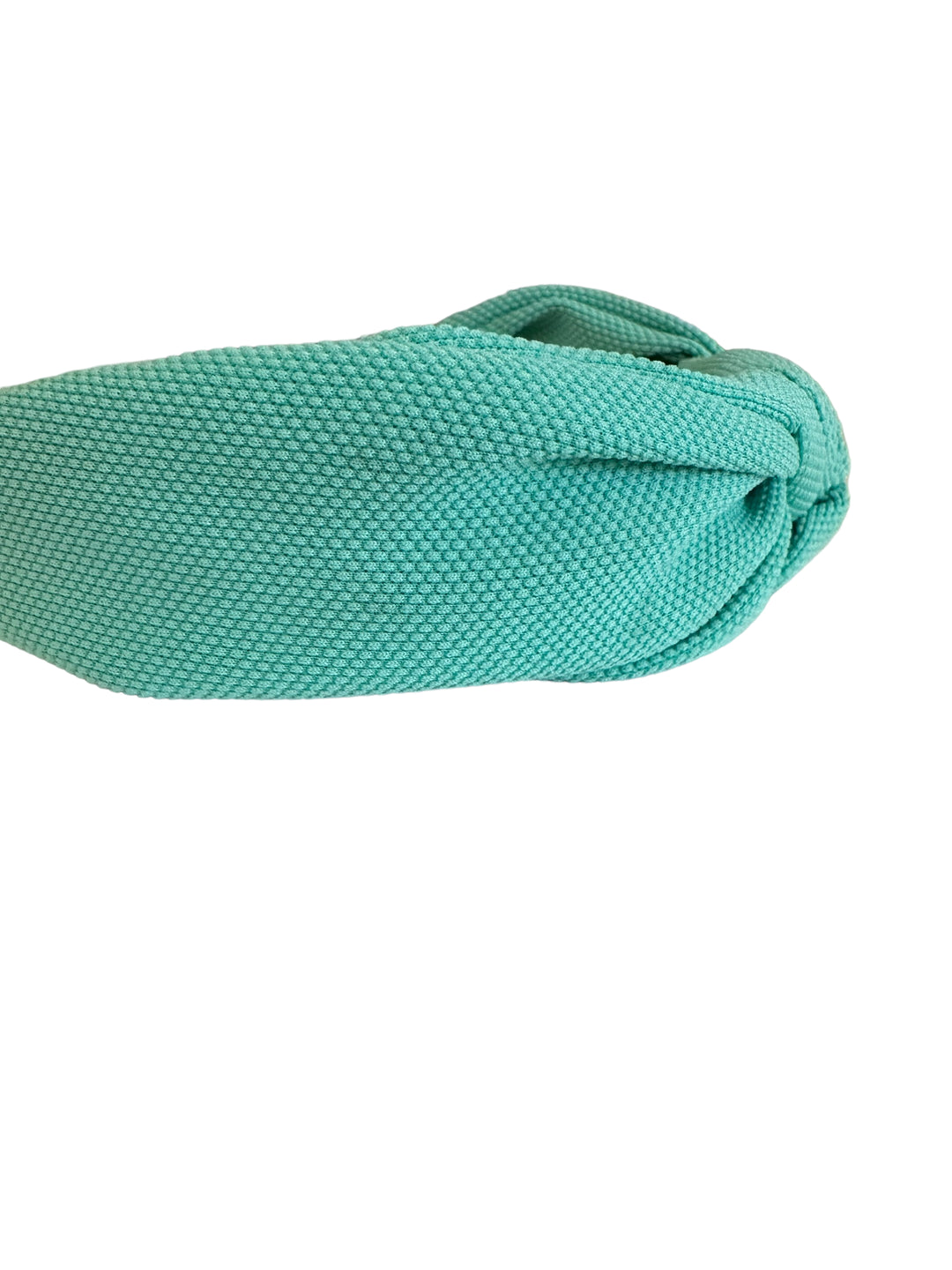 Textured turquoise Waffle Headband with knot design. Available in sizes S, M, and L.