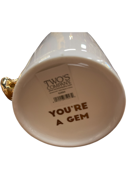 Bottom of Put a Ring on it Mug 52884 with gold accents, barcode, "YOU'RE A GEM"—available in standard mug size.