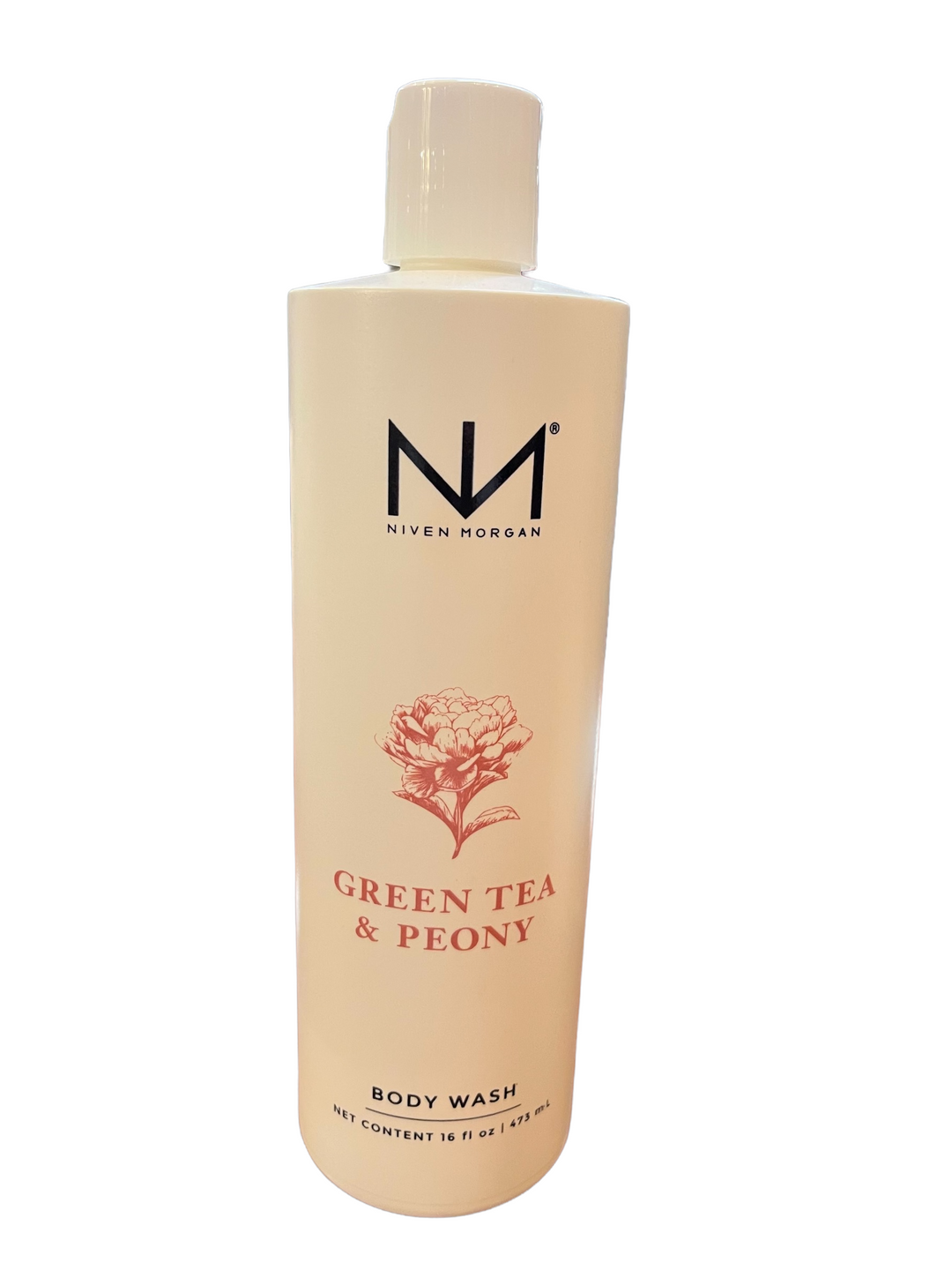 Green Tea &amp; Peony body wash, white bottle