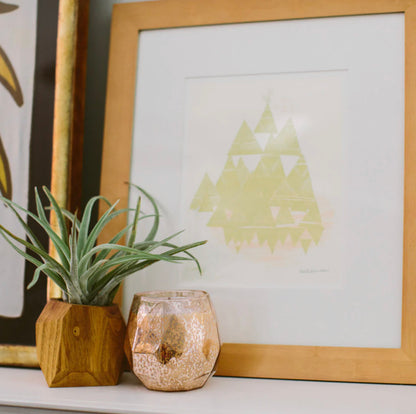 Framed abstract green triangle artwork. Available sizes: 8x10", 12x16", and 18x24".