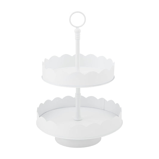 Two-tier server with scalloped edges and a round top handle; available in 10" and 14" sizes.