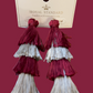 3-inch maroon and gray Spirit Tassel Earrings with three tiers. Available size: 3 inches.