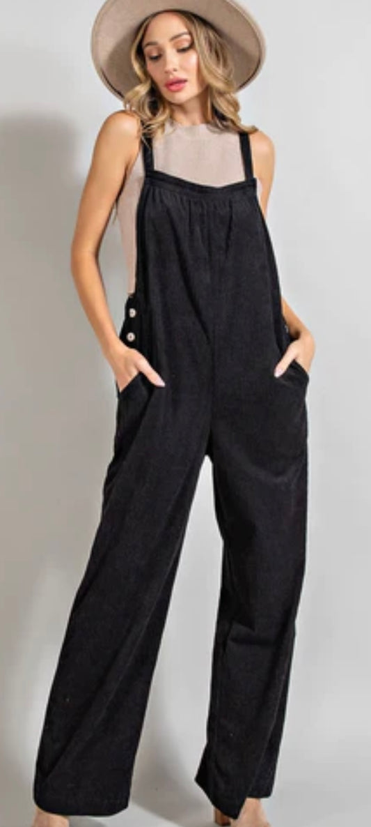 Black Corduroy Overalls