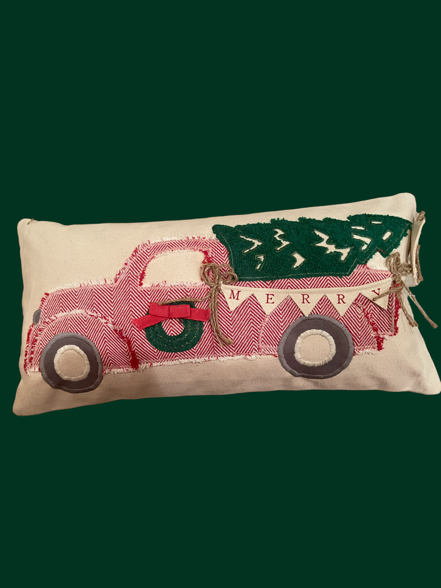 Mud Pie - Merry Truck Pillow with Tree