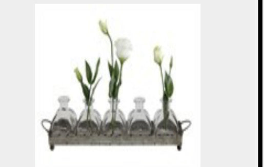 Metal Tray with Glass Vases