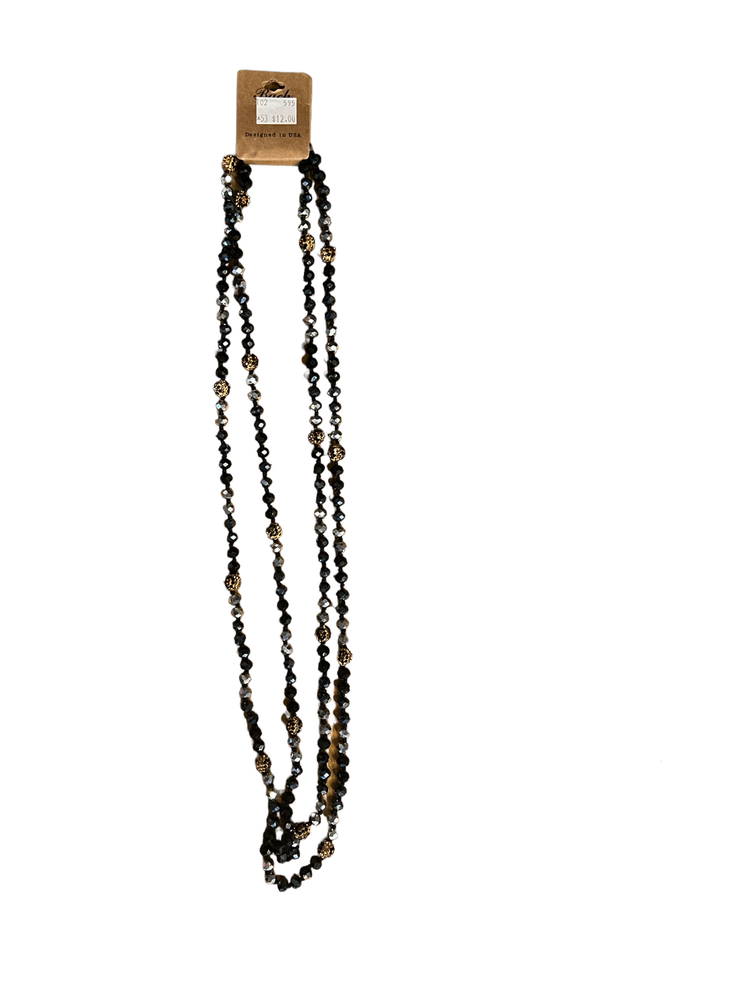 Black/Grey Cheetah Beaded Necklace