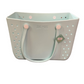 Light blue rubber Jane Marie Multi Purpose Tote with cutout holes, two handles, embossed logo; available in S, M, L.