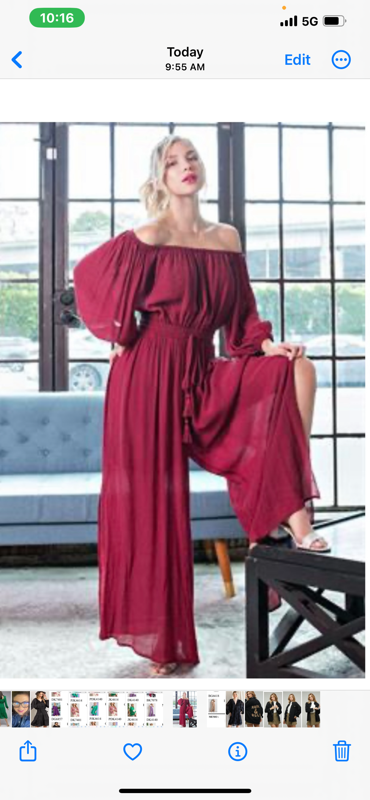 Wine Elegant Jumpsuit with Puff Sleeves