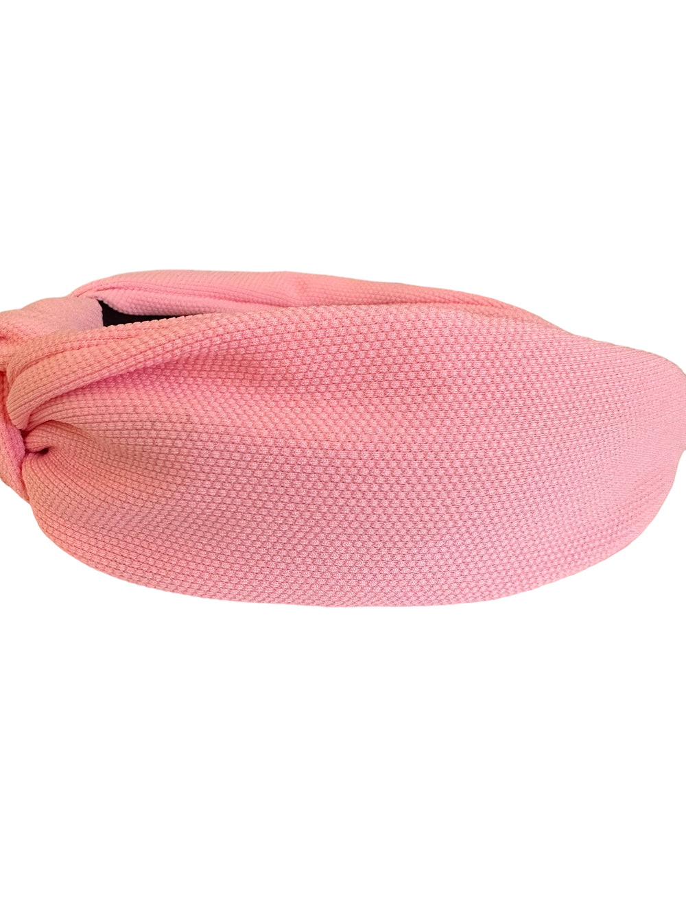 Textured light pink Waffle Headband with twist design. Available sizes: S, M, L.