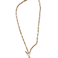 Gold chain necklace with pearl drop charm
