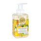 Clear pump bottle of Lemon Basil Foaming Soap with lemon and basil design, elegant script; available in 17.8 oz size.