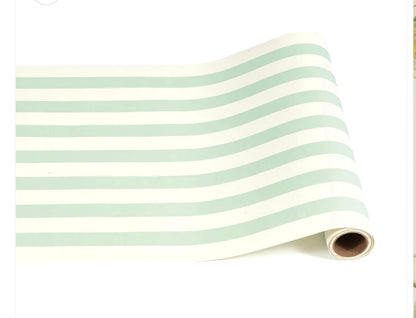 Seafoam Runner 20x25 wallpaper with horizontal light green and white stripes. Available in 20x25 size.