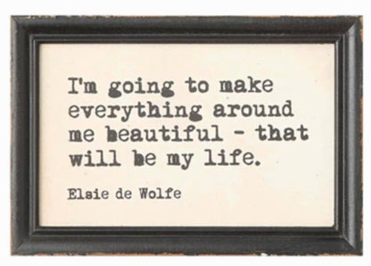 Wood Framed Wall Decor DA4347A with Elsie de Wolfe quote; available in multiple sizes for home inspiration.