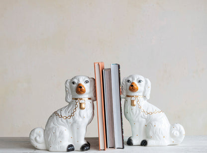 Hand Painted Dolomite Vintage Reproduction Staffordshire Dog Set