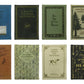 Set of 8 vintage-style book storage boxes with nature-themed covers. Available in small, medium, and large sizes.