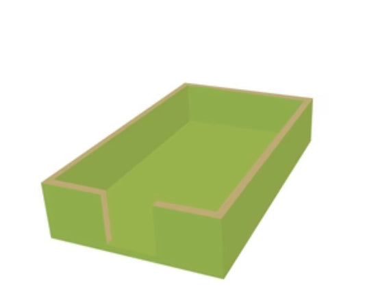 Rectangular green lacquered wood caddy with open top and side notch; available in small and large sizes.